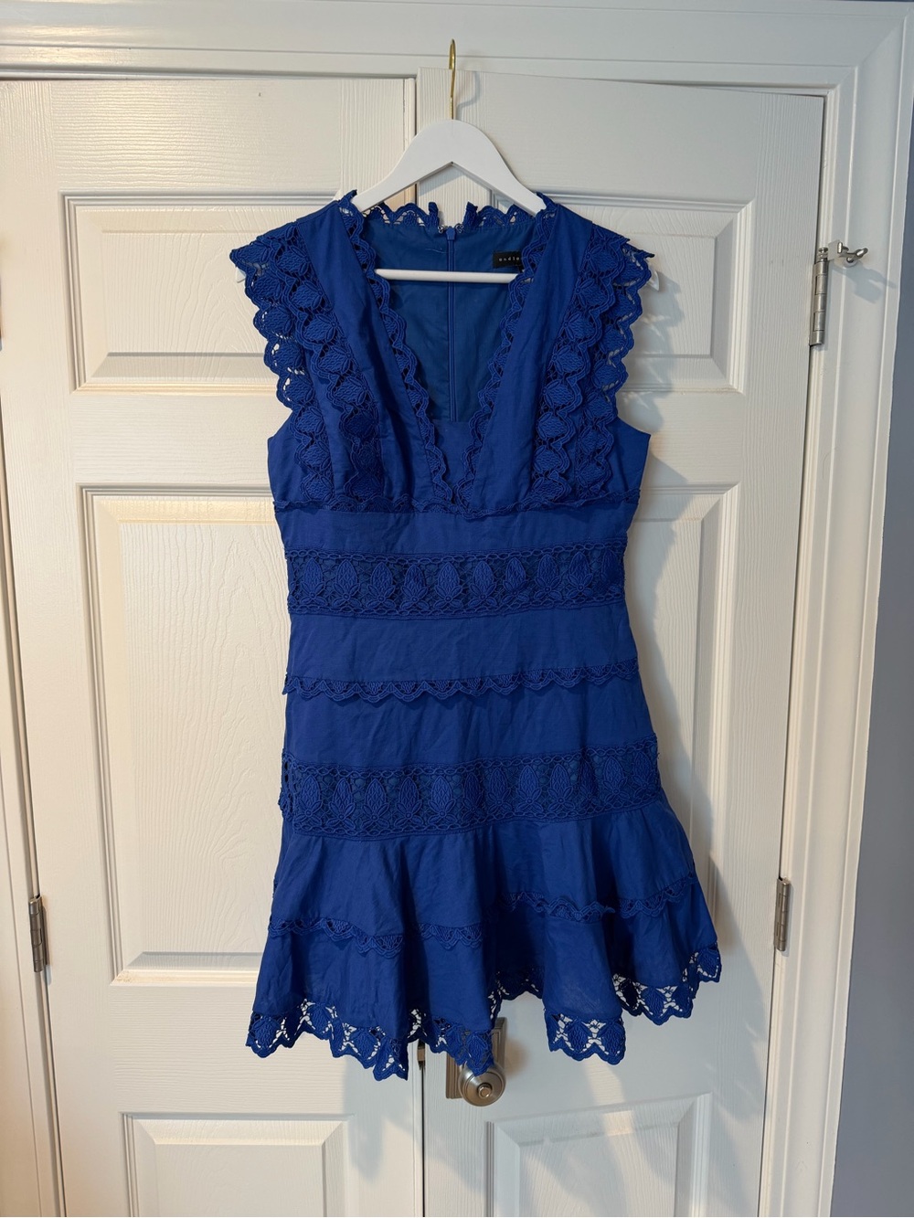 Endless Rose Royal Blue Lace-Trim V-Neck Mini Dress